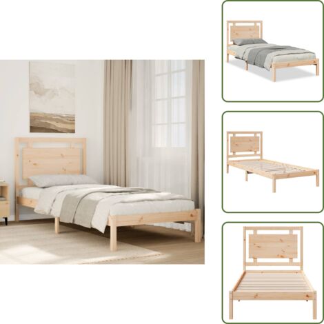 The Living Store Giroletto Extra Lungo senza Materasso 100x210 cm Legno Massello - Letto extra lungo