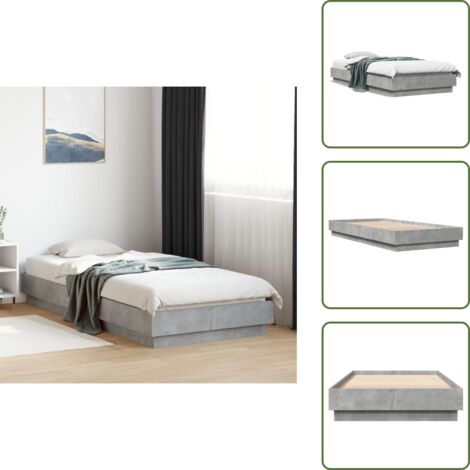 The Living Store Giroletto Grigio Cemento 100x200 cm in Legno Multistrato - Letto in legno