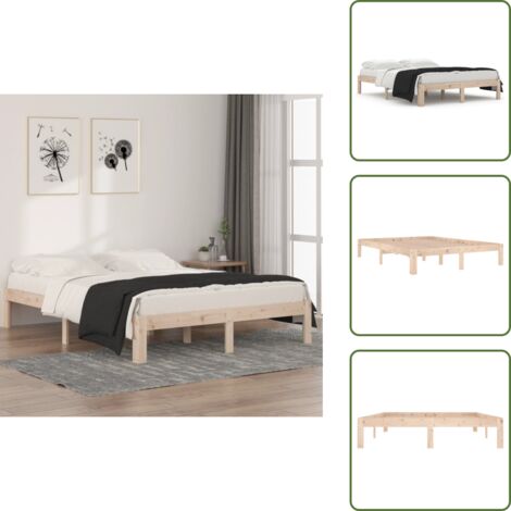 The Living Store Giroletto in Legno Massello di Pino 140x190 cm - Letto in legno