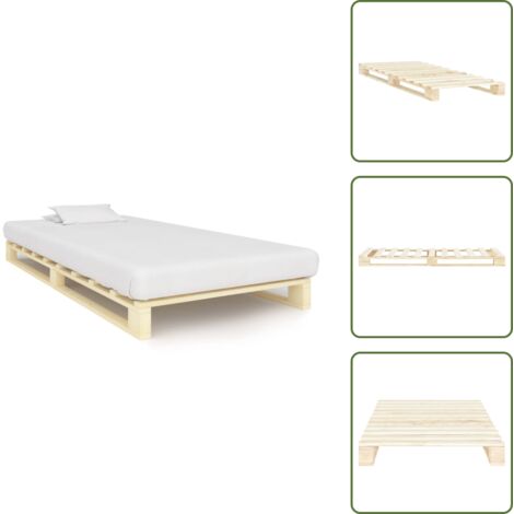 The Living Store Giroletto in Pallet di Legno Massello di Pino 100x200 cm - Telaio letto in pino