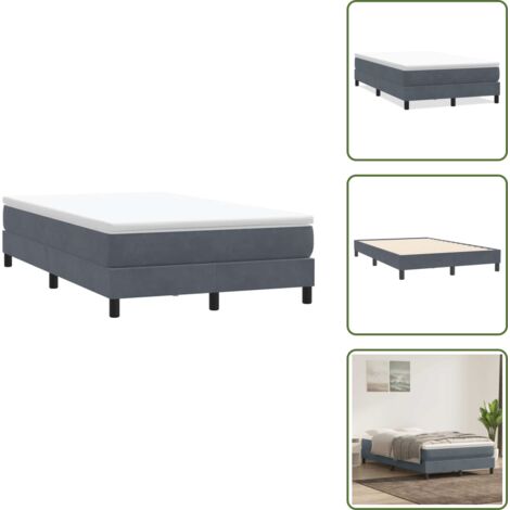 The Living Store Giroletto Molle senza Materasso Grigio Scuro 120x210 cm Velluto - Materasso