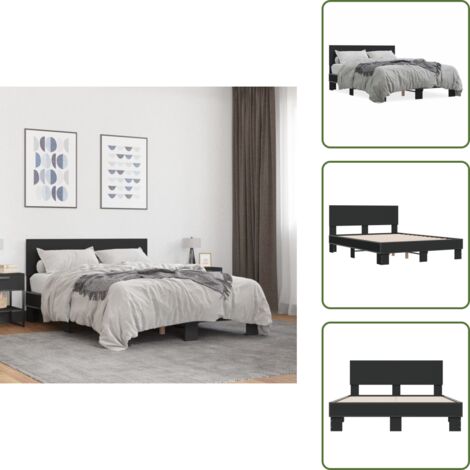 The Living Store Giroletto Nero 120x200 cm in Legno Multistrato e Metallo - Giroletto in metallo