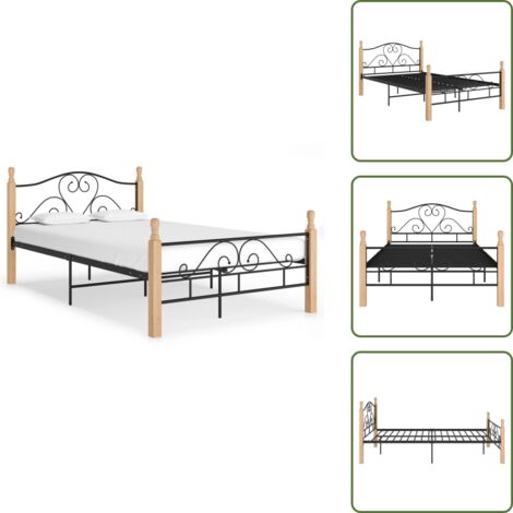 The Living Store Giroletto Nero in Metallo 120x200 cm - Letto doppio