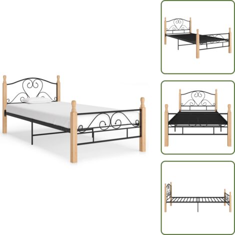 The Living Store Giroletto Nero in Metallo 90x200 cm - Letto singolo
