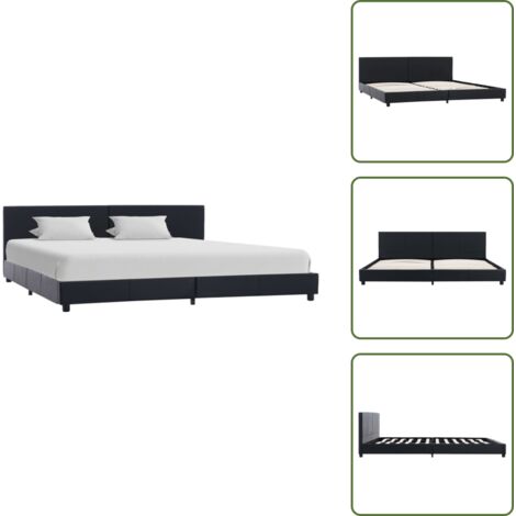 The Living Store Giroletto Nero in Similpelle 180x200 cm - Telaio letto