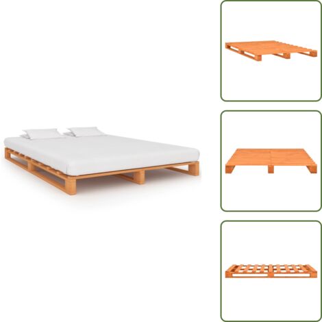 The Living Store Giroletto Pallet in Legno Massello di Pino 140x200 cm - Letto in legno massello