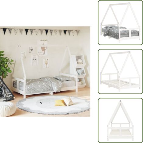 The Living Store Giroletto per Bambini Bianco 80x160cm in Legno Massello di Pino - Letto per bambini