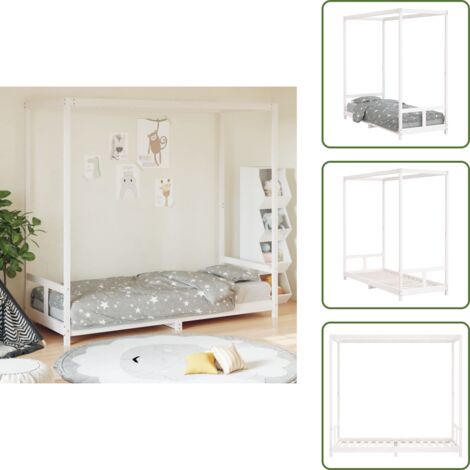 The Living Store Giroletto per Bambini Bianco 80x200cm in Legno Massello di Pino - Letto per bambini