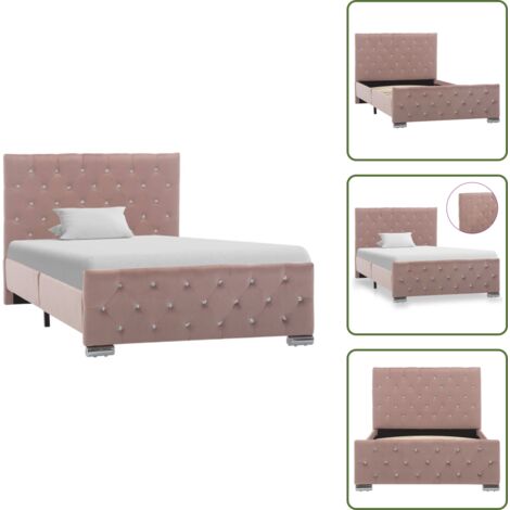 The Living Store Giroletto Rosa in Velluto 100x200 cm - Letto in Velluto