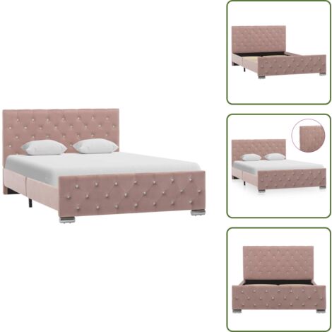 The Living Store Giroletto Rosa in Velluto 120x200 cm - Letto in Velluto