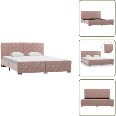 The Living Store Giroletto Rosa in Velluto 160x200 cm - Letto in velluto