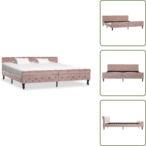 The Living Store Giroletto Rosa in Velluto 200x200 cm - Letto in Velluto