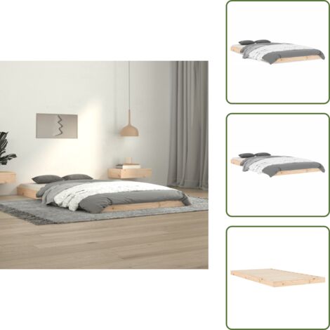 The Living Store Giroletto senza Materasso 100x200 cm in Legno Massello di Pino - Letto singolo