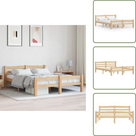 The Living Store Giroletto senza Materasso 120x200 cm in Legno Massello di Pino - Letto in legno