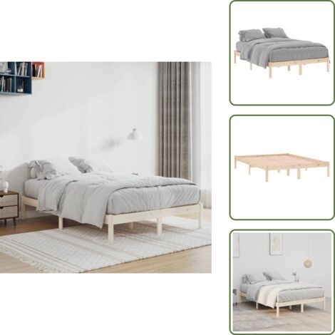The Living Store Giroletto senza Materasso 135x190 cm in Legno di Pino Full - Letto in legno