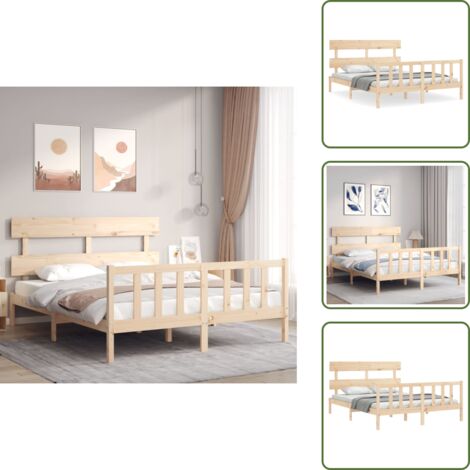 The Living Store Giroletto senza Materasso 160x200 cm in Legno Massello di Pino - Letto senza materasso