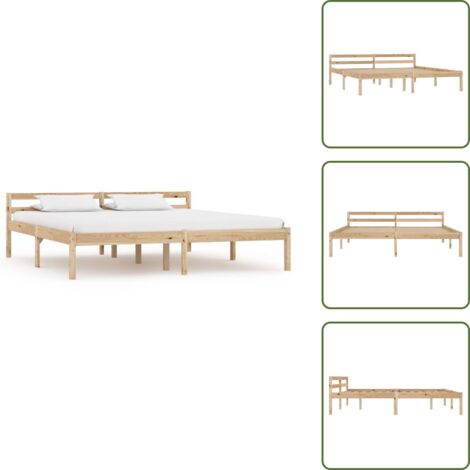 The Living Store Giroletto senza Materasso 180x200 cm in Legno Massello di Pino - Letto in legno