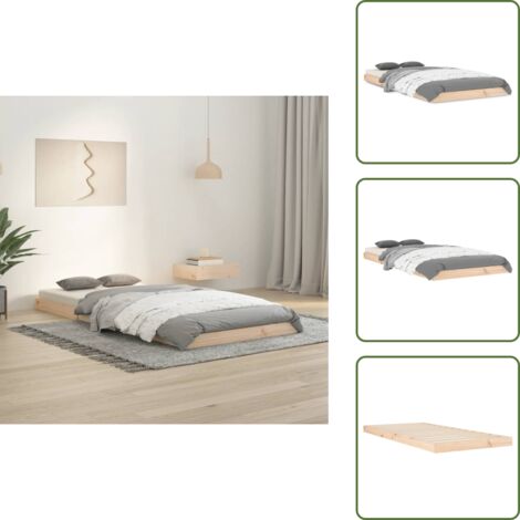 The Living Store Giroletto senza Materasso 90x200 cm in Legno Massello di Pino - Letto singolo