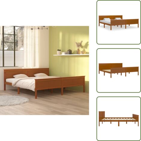 The Living Store Giroletto senza Materasso Ambra in Legno di Pino 200x200 cm - Letto matrimoniale