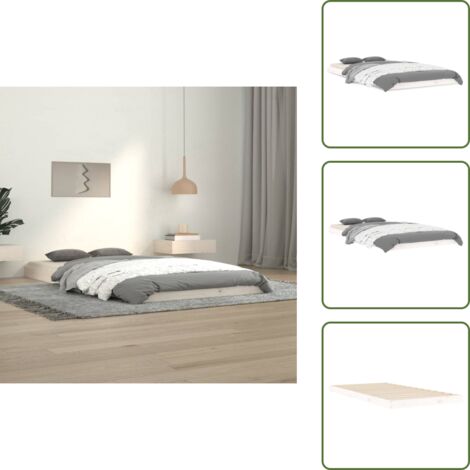 The Living Store Giroletto senza Materasso Bianco 100x200 cm Legno Massello Pino - Letto singolo