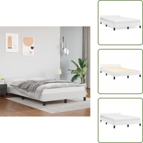 The Living Store Giroletto senza Materasso Bianco 120x190 cm Similpelle - Giroletto senza materasso
