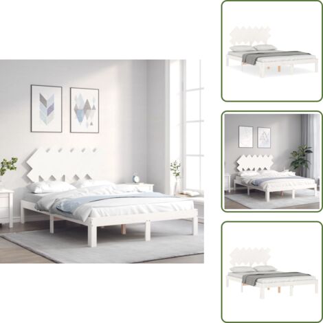The Living Store Giroletto senza Materasso Bianco 120x200 cm Legno Massello Pino - Letto in legno massello