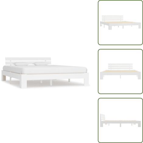 The Living Store Giroletto senza Materasso Bianco 180x200 cm Legno Massello Pino - Letto in legno