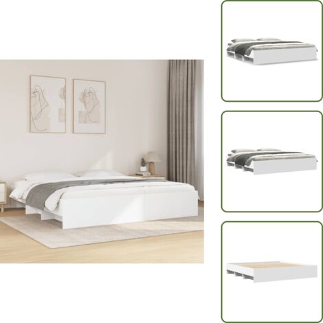 The Living Store Giroletto senza Materasso Bianco 180x200 cm Legno Multistrato - Letto con base a doghe