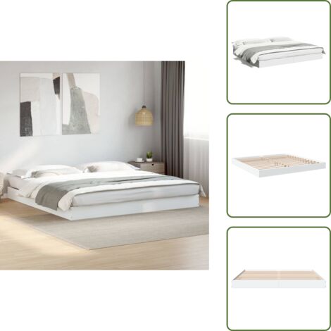 The Living Store Giroletto senza Materasso Bianco 180x200 cm Legno Multistrato - Letto in legno