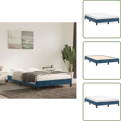 The Living Store Giroletto senza Materasso Blu Scuro 120x190 cm Velluto - Letto con gambe