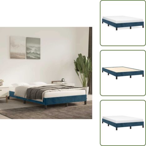 The Living Store Giroletto senza Materasso Blu Scuro 120x190 cm Velluto - Letto con gambe