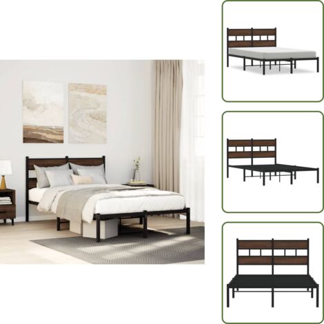 The Living Store Giroletto senza Materasso con Testiera Rovere Marrone 120x200cm - Letto con testiera