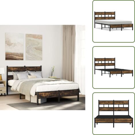The Living Store Giroletto senza Materasso con Testiera Rovere Sonoma 120x200 cm - Letto con testiera