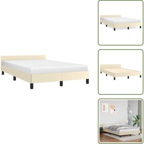 The Living Store Giroletto senza Materasso Crema 120x190 cm Similpelle - Letto con testiera