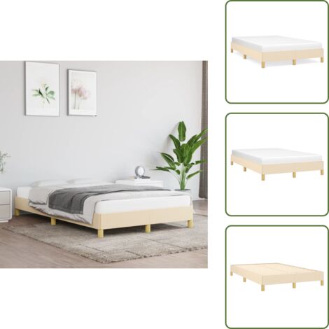 The Living Store Giroletto senza Materasso Crema 120x200 cm Tessuto - Letto con doghe