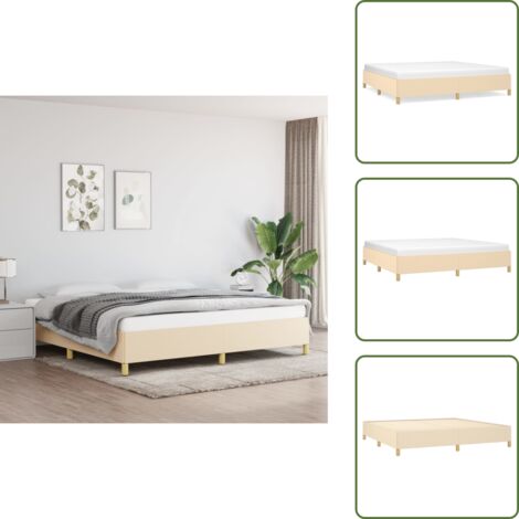 The Living Store Giroletto senza Materasso Crema 200x200 cm in Tessuto - Letto con doghe