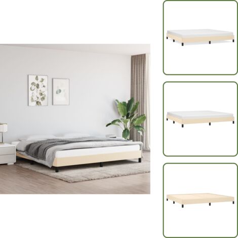 The Living Store Giroletto senza Materasso Crema 200x200 cm in Tessuto - Letto con doghe