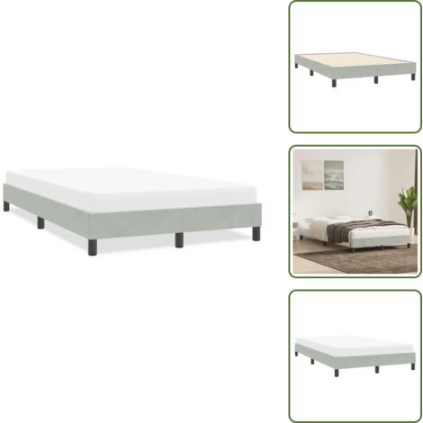 The Living Store Giroletto senza Materasso Grigio Chiaro 120x210 cm Velluto - Letto con base a doghe