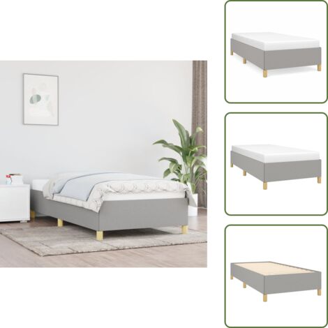 The Living Store Giroletto senza Materasso Grigio Chiaro 80x200 cm Tessuto - Letto con doghe