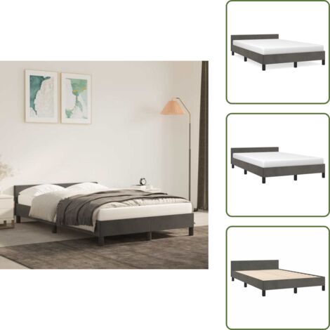 The Living Store Giroletto senza Materasso Grigio Scuro 120x200 cm Velluto - Materasso
