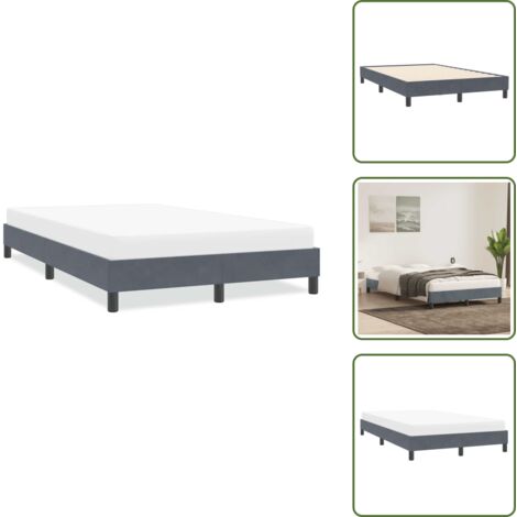 The Living Store Giroletto senza Materasso Grigio Scuro 120x210 cm Velluto - Letto con base a doghe