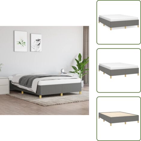 The Living Store Giroletto senza Materasso Grigio Scuro 140x190 cm Tessuto - Materasso per camera da letto