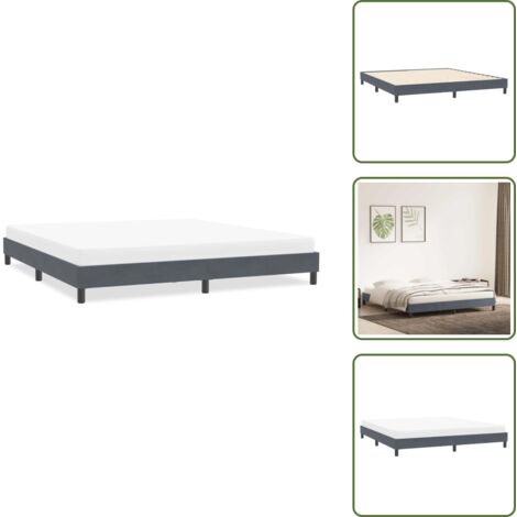 The Living Store Giroletto senza Materasso Grigio Scuro 200x220 cm Velluto - Letto con base a doghe