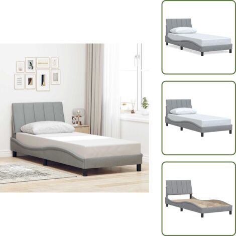 The Living Store Giroletto senza Materasso Hanko Grigio Chiaro 90x200 cm Tessuto - Materasso letto