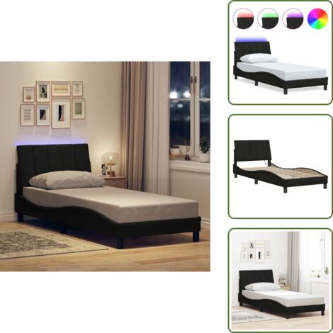 The Living Store Giroletto senza Materasso Hanko Nero 80x200 cm Tessuto - Cuscino testiera