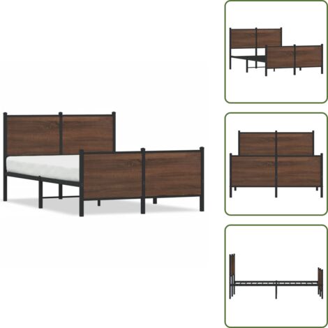 The Living Store Giroletto senza Materasso in Metallo Rovere Marrone 120x190 cm - Letto con testiera