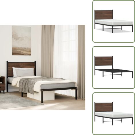 The Living Store Giroletto senza Materasso in Metallo Rovere Marrone 75x190 cm - Letto con struttura in acciaio