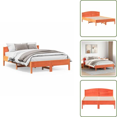 The Living Store Giroletto senza Materasso Marrone Cera 140x200cm Massello Pino - Letto in legno