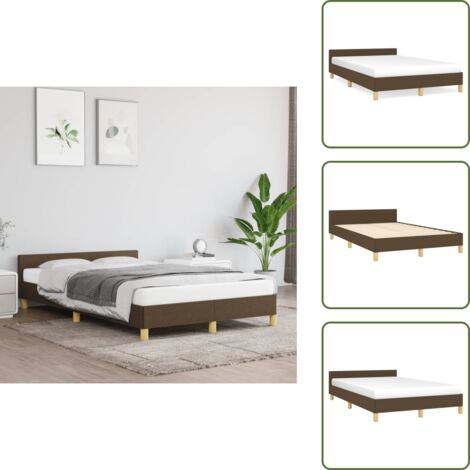 The Living Store Giroletto senza Materasso Marrone Scuro 80x200 cm in Tessuto - Letto con testiera