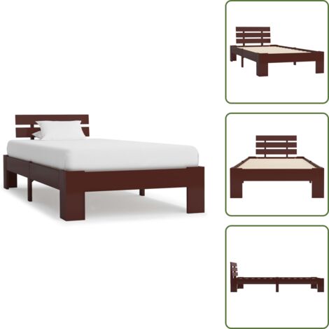 The Living Store Giroletto senza Materasso Marrone Scuro 90x200 cm Legno Pino - Letto in legno